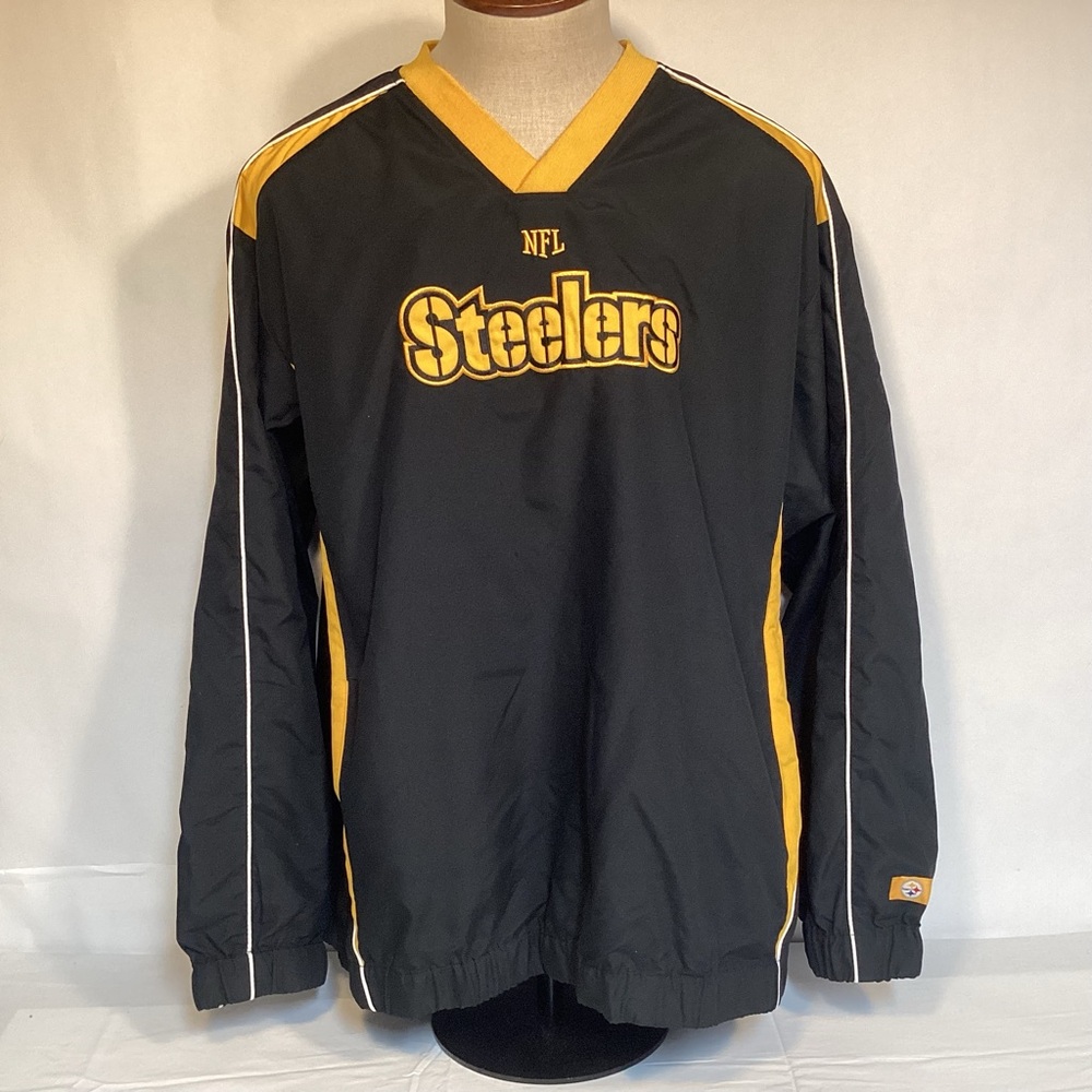 Men’s Pittsburgh Steelers NFL Black and Gold Pullover Windbreaker men’s size XXL